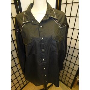 Express Riders Bkack Western  Pearl Snap Bling 2XL